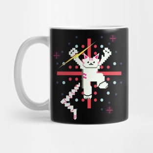 Cat Lightning Retro Gaming Snow Furr Pink Stripes Mug